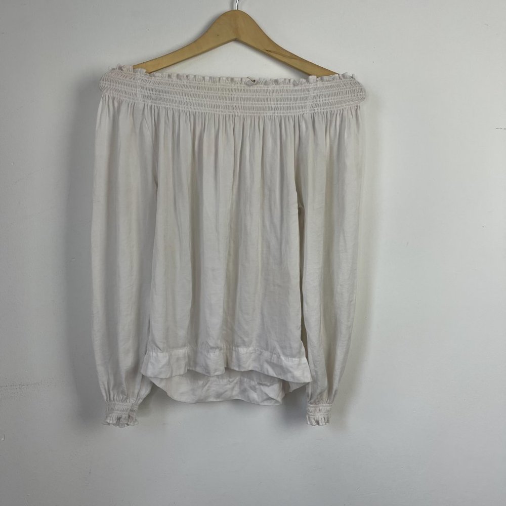 Maje Lorisa Off the Shoulder Woven Blouse Smocked - Picture 2 of 9